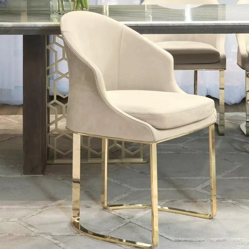 

Luxury Duke Dining Chair Gold Stainless Steel Leather Chairs Use With The Dining Table Kitchen Furniture