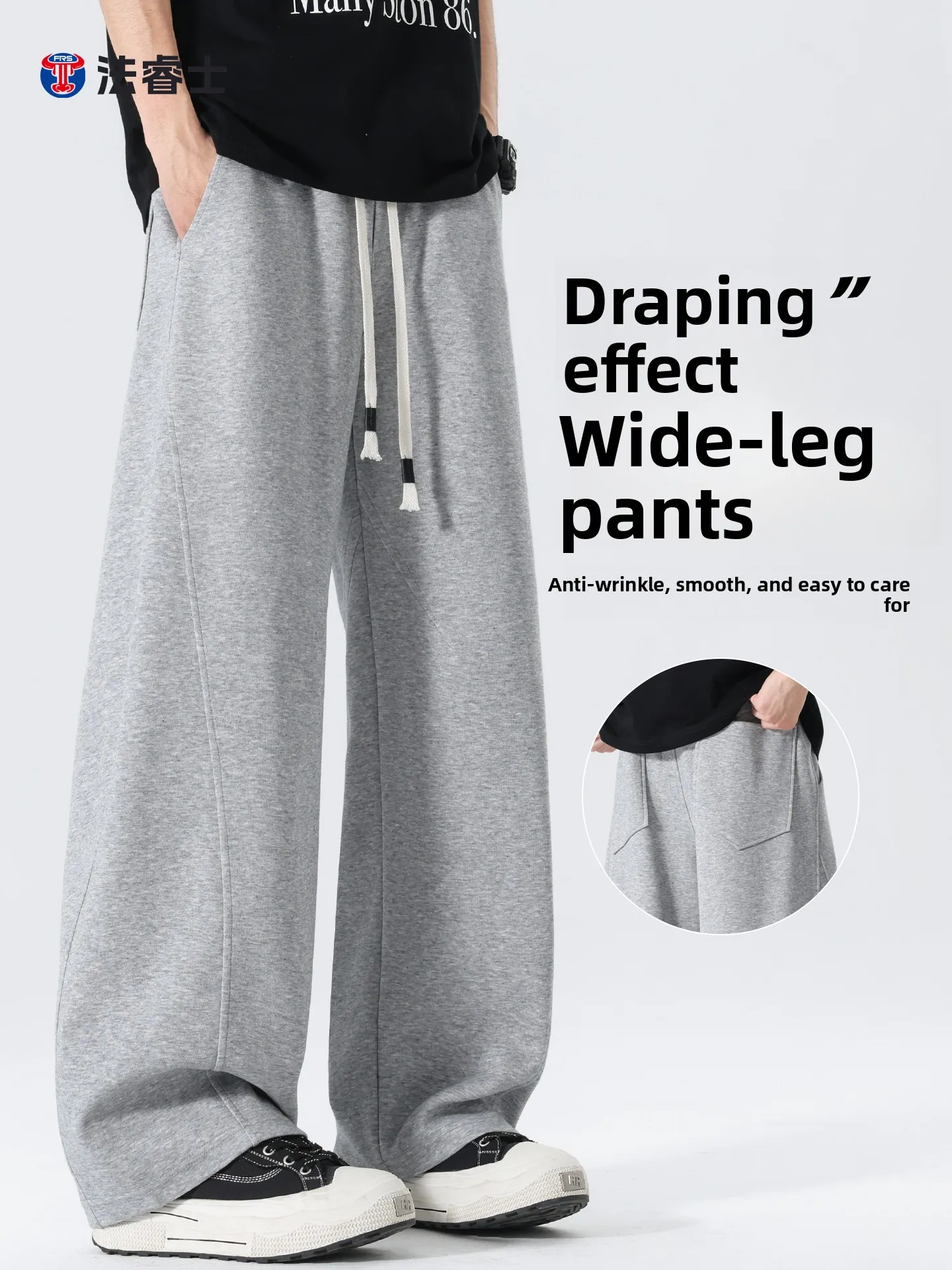 

American Sle Casual ey Floral Pants Men's Spring Autumn Loose Straight Leg Anti-Wrinkle Drape Sport Leisure Trousers