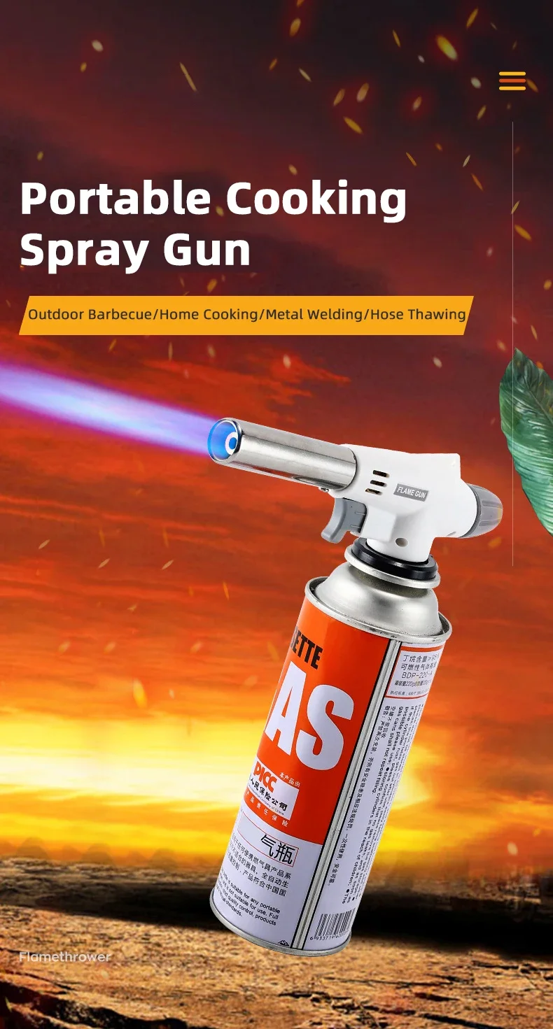 Flame Gun Torch Cooking Autolgnition Butane Gas Welding-Burner Welding Gas Burner Flame Gas Torch Blow for BBQ Camping Cookin P