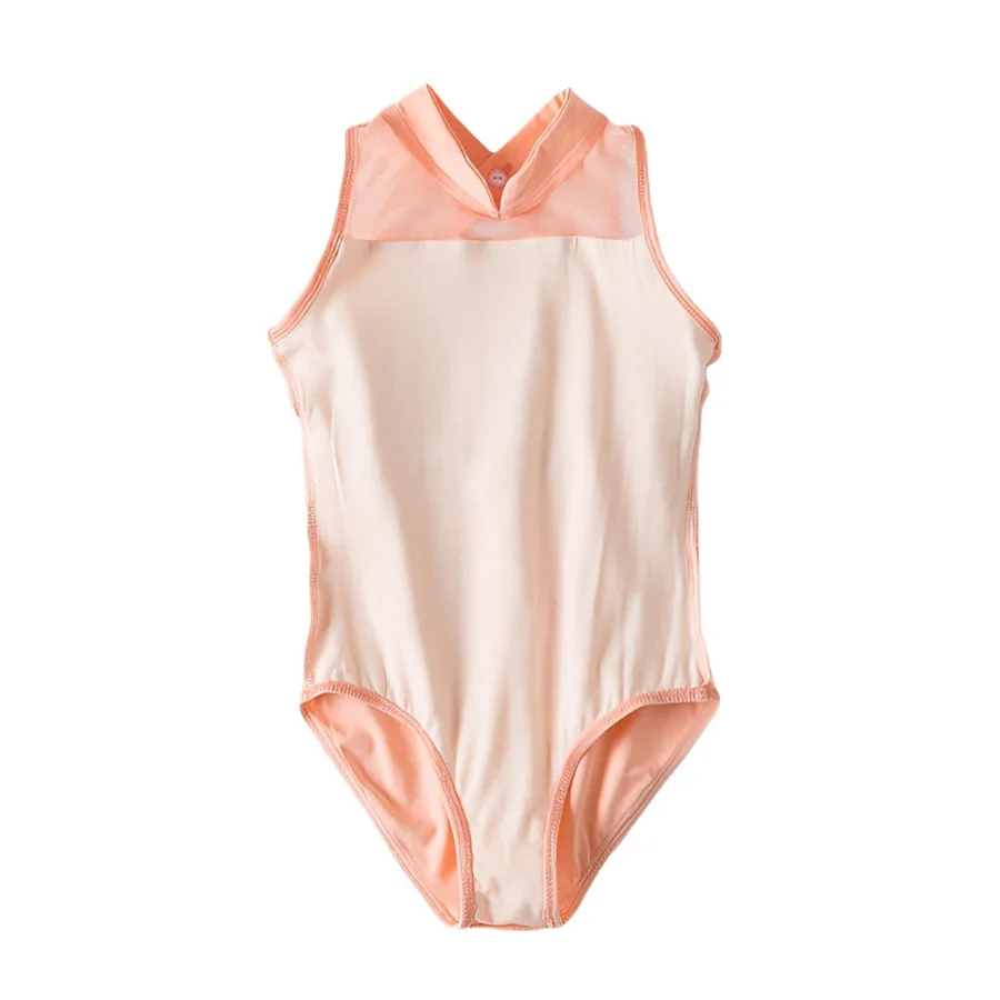 Kids Ballet Leotards Sleeveless Dance Leotard Nylon Stand Collar Splice Gymnastics Leotard  Ballet Bodysuit Dance Costumes