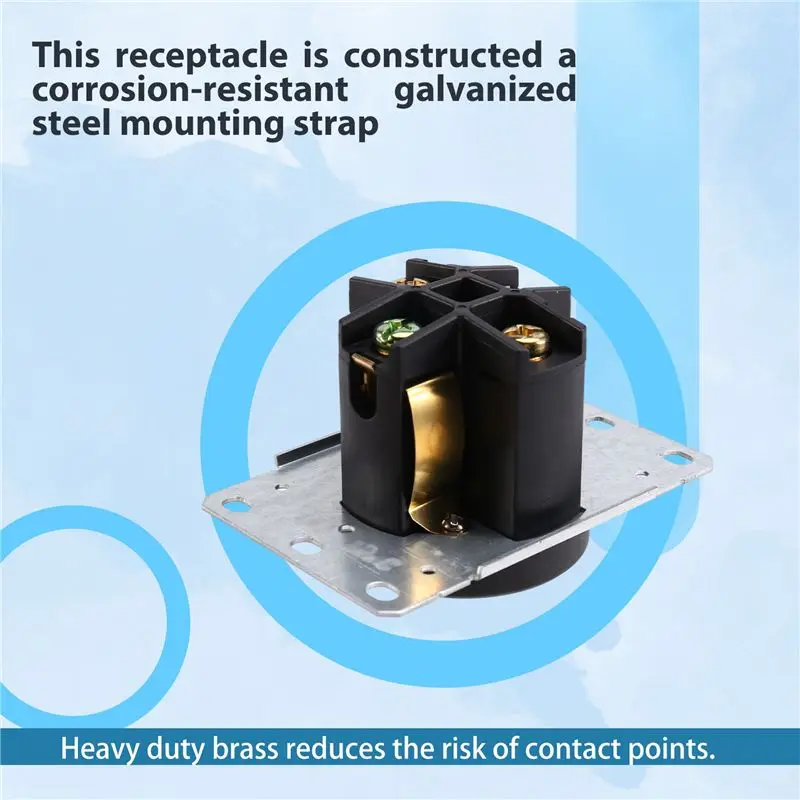 TFTP-14-50R Receptacle NEMA 14-50R Receptacle 50 Amps 125/250 Volts For Electric Vehicles, Rvs And Large Appliances, 3-Pole 4-Wi
