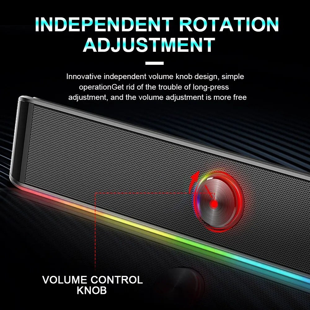 REDRAGON GS560 Adiemus Aux 3.5mm Stereo Surround Music Smart RGB Speakers Column Sound Bar for Computer PC Notebook Loudspeakers