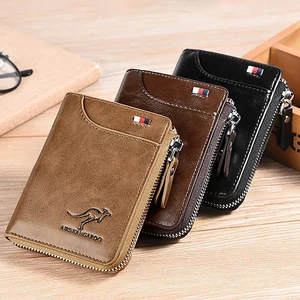 RFID protective leather wallet for men, business card support, zipper bag, luxury wallets, ZMT 12 Main Sales Door Card Luxury - №5