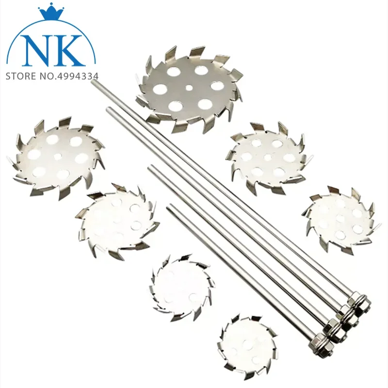 1pcs 50mm-180mm Lab Stainless Steel Saw Tooth Type Stirrer Dispersion Disk  with Diversion Hole,Stirrer Rod with Nut