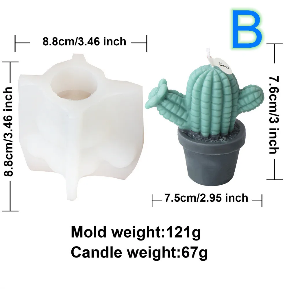 DIY Succulent Cactus Scented Candle Molds Cute Simulation Plant Cactus Scented Candle Plant Flower Soap Aromatherapy Crafts