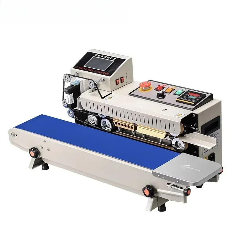 Continuous belt heat sealing machine Heat sealing batch coding machine for inkjet printing of plastic bag date batch number