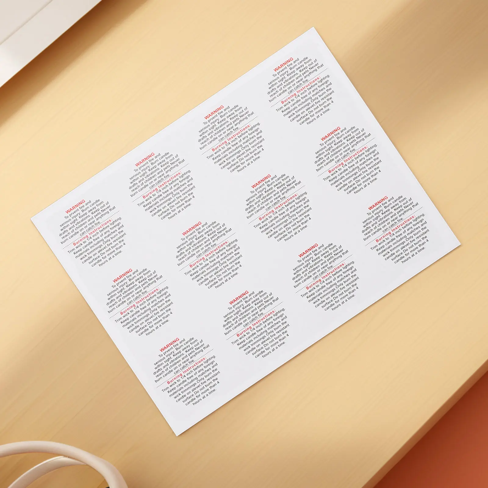 10Sheets Heat Resistant High Temperature Warning Stickers for Jars Tins Aromatherapy Candles DIY Making Safety
