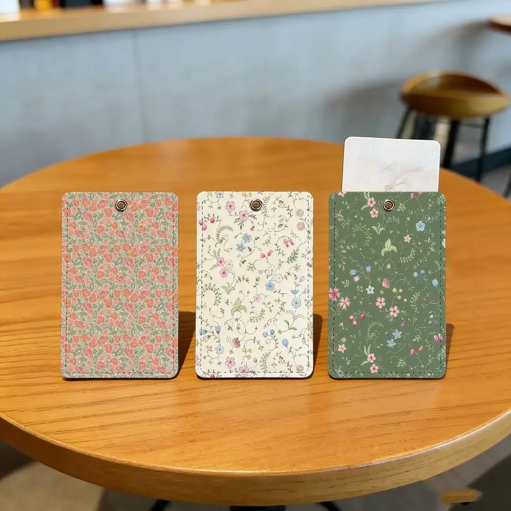 

Минималистичный художественный цветочный узор l Школьный прямоугольный брелок для ключей Защитный чехол для карты доступа в автобусном домике ID из искусственной кожи Бестселлеры