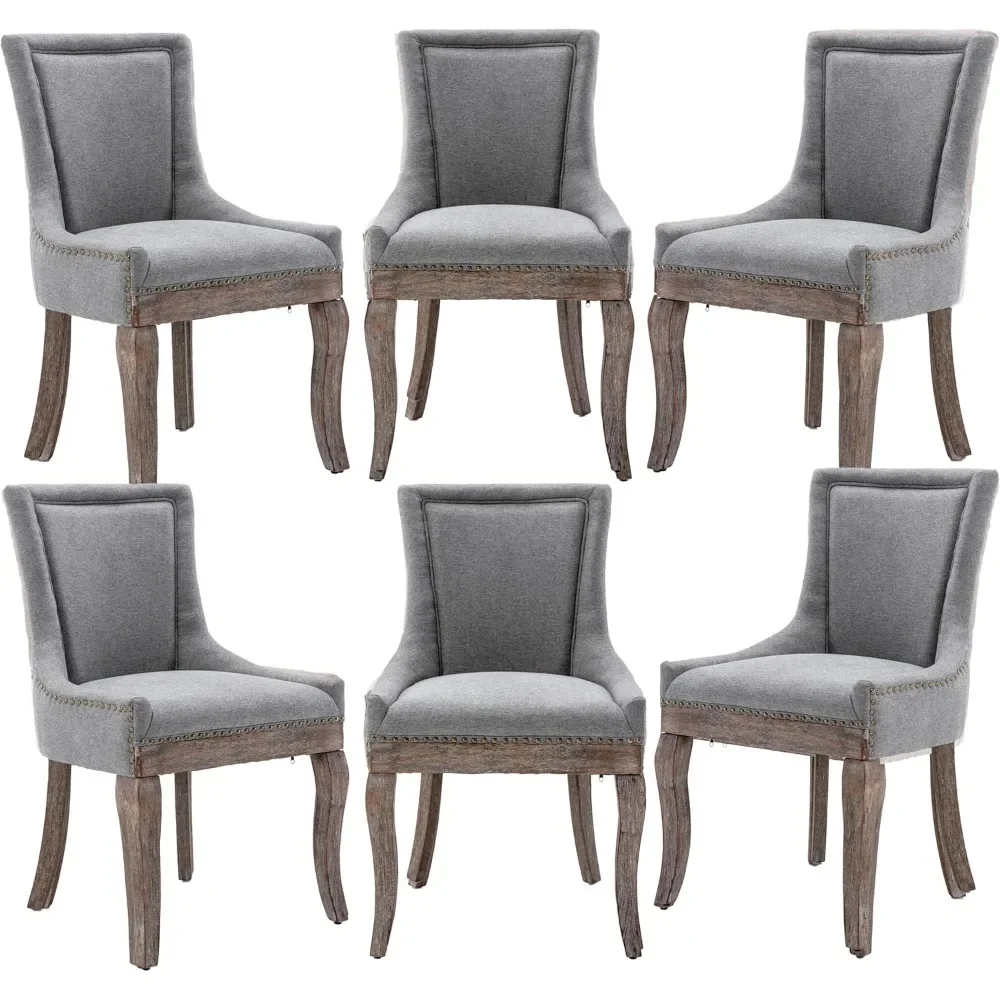 

Upholstered Dining Chairs Set of 6 Soft Thicken Padded Kitchen Room Chairs Sturdy Solid Wood Restaurant Chairs