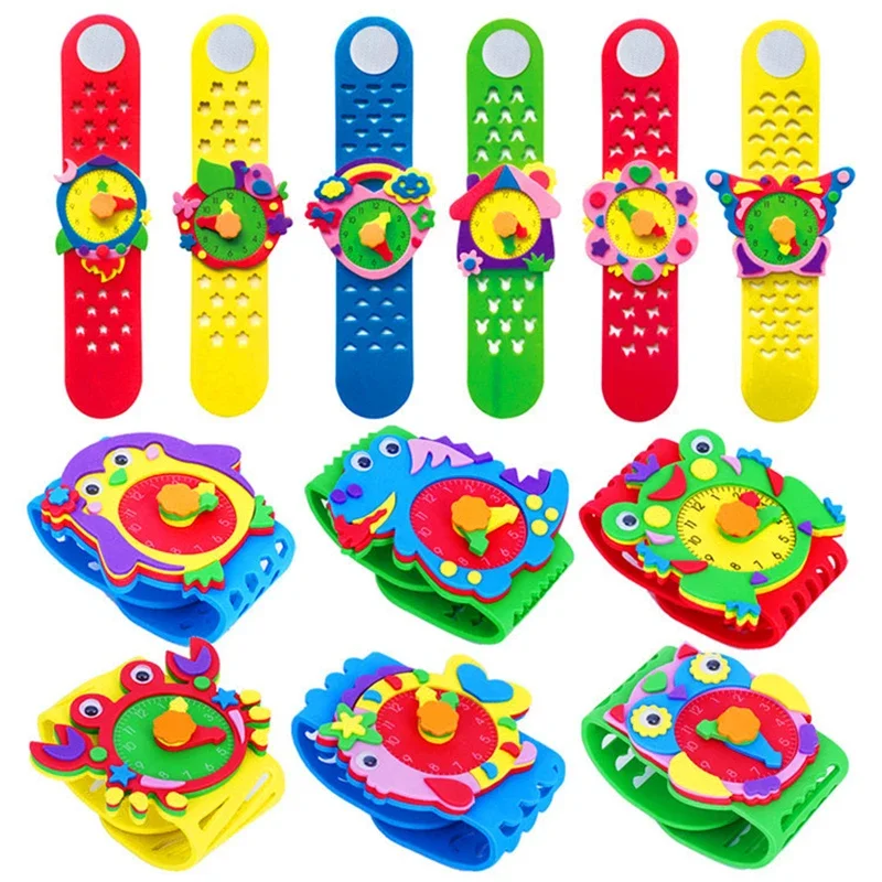 DIY EVA Foam Craft Sticker Toy Children Handmade Watch Clock Learning Games for Kids Kindergarten Educational Toys Funny Gift