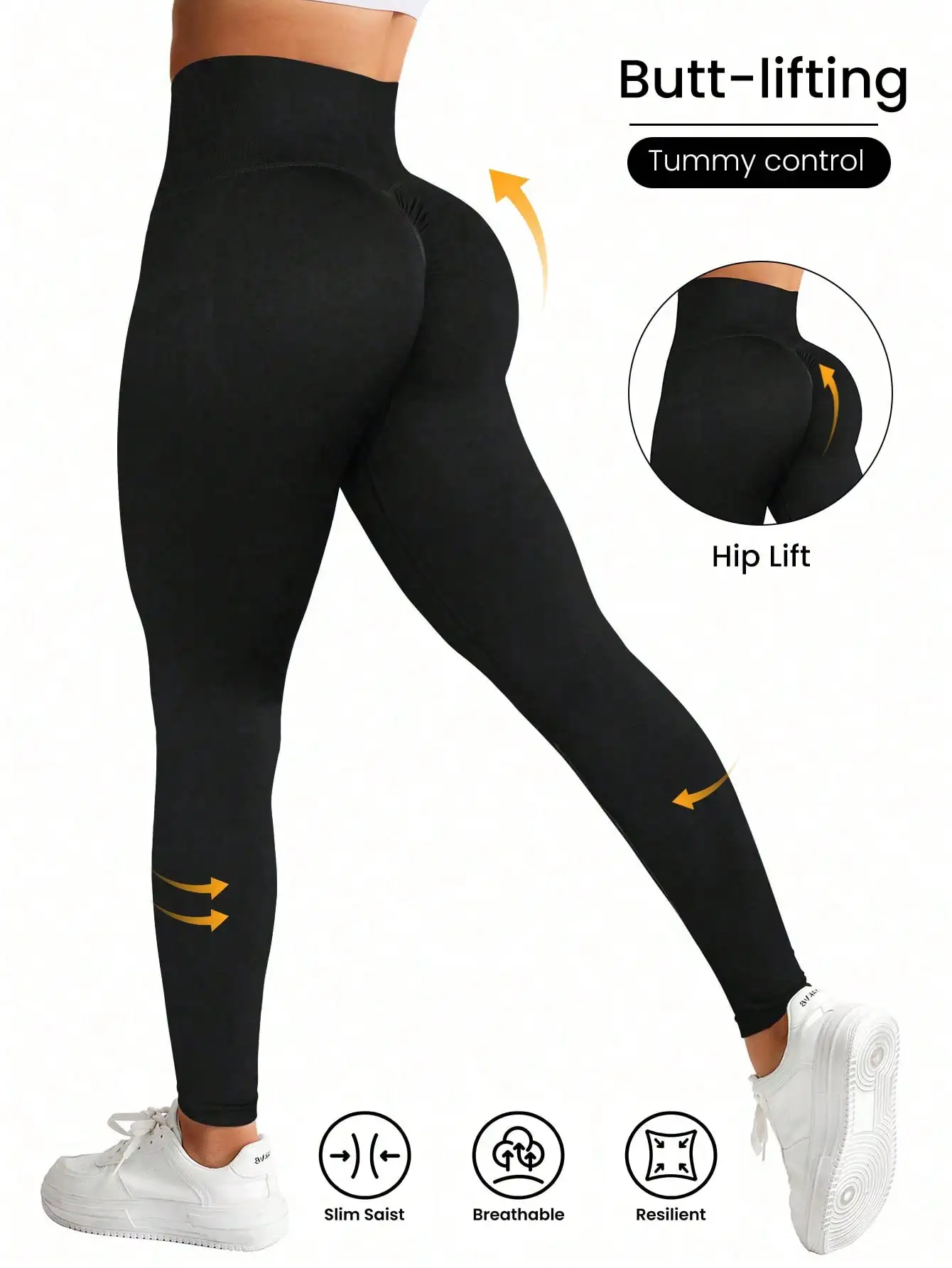 Women's High-Waisted Soft Yoga Pants Solid Color High Elastic Fashion Seasonal Leggings Hip-Up Sports Yoga Wear Gym Tights