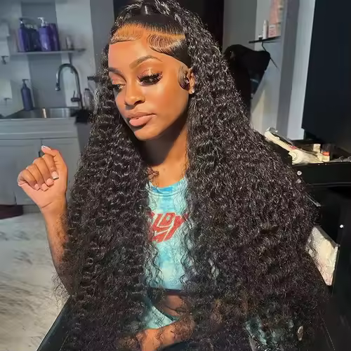 40 44 Inch Deep Wave Lace Front Wig 13x4 13x6 Lace Front Wigs Human Hair 250 Density Transparent Water Wave Curly Lace Front Wig - Image 3