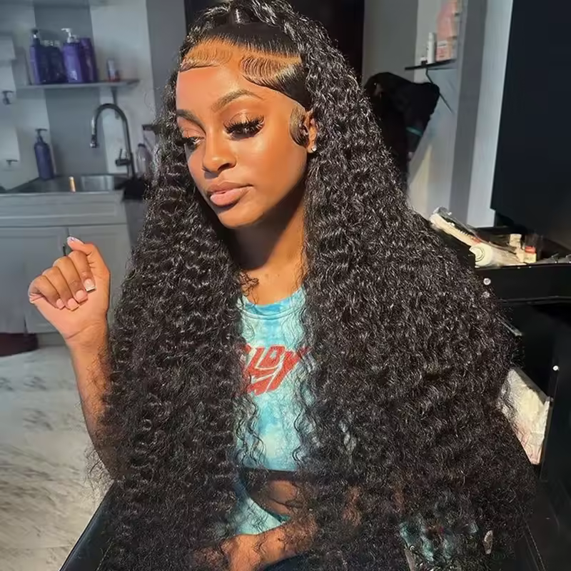 40 44 Inch Deep Wave Lace Front Wig 13x4 13x6 Lace Front Wigs Human Hair 250 Density Transparent Water Wave Curly Lace Front Wig - Image 3
