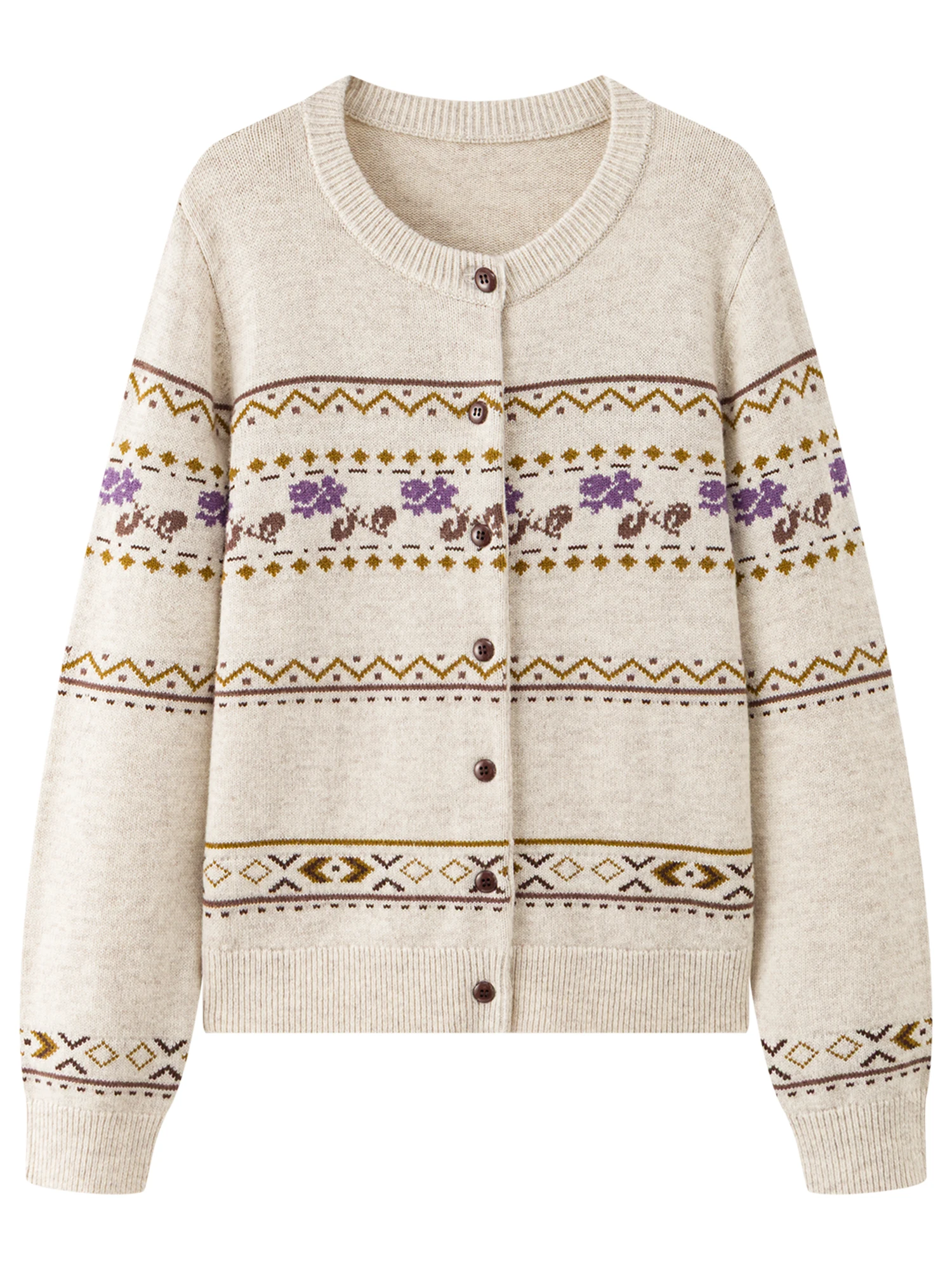 DUSHU Plus Size Women's Autumn/Winter Retro Fair Isle Knit Cardigan Women's 2025 Winter Knit Top Versatile Casual New Arrival