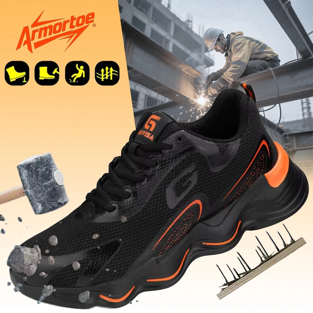 

ArmorToe Four Seasons Section Steel Head Safety Shoes Anti-smash Anti-stabbing Non-slip Wear-resistant Work Shoes #Armor2624