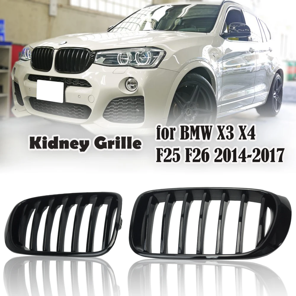 

Front Bumper Kidney Grill Glossy Black Single Line 1 Slat Grilles Racing Grill for BMW X3 X4 F25 F26 2014 2015 2016 2017 2018