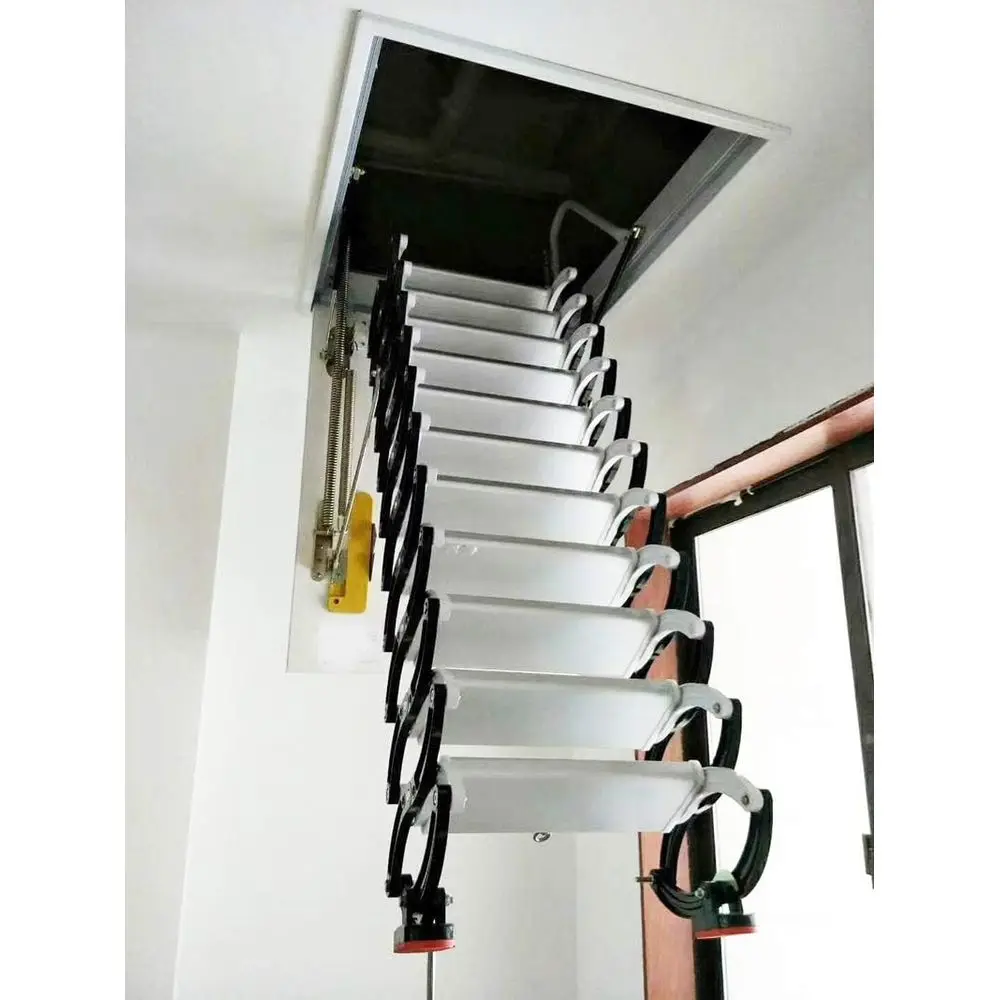 

Telescoping 12-Step Carbon Steel Attic Ladder with 660LB Load Capacity, 31.5x35.4in, Pull-Down Extension System