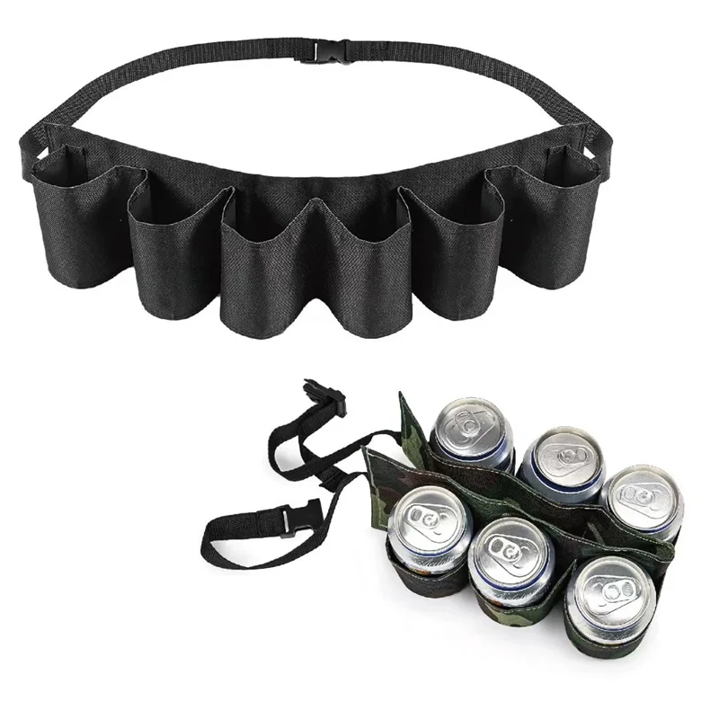 Creative Portable 6 Pockets Storage Waist Bag Adjustable Hanging Soda Beer Waist Holders For Outdoor BBQ Parties Camping Picnics