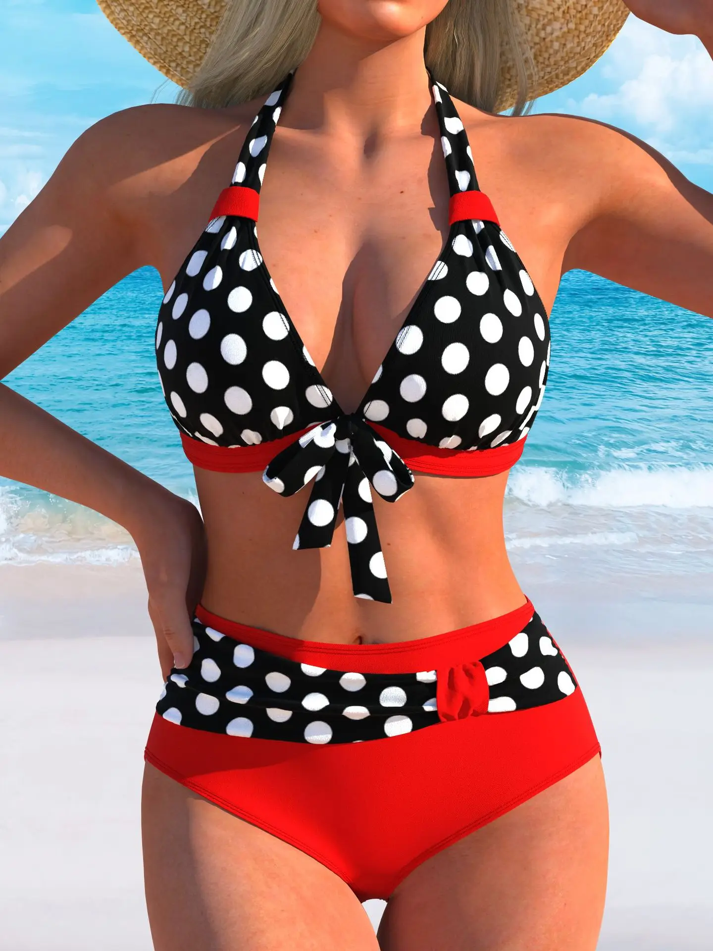 

Push Up Bikini for Small Bust Padded Halter Top & High Waist Bottom Backless Slimming Swimsuit Beach & SPA Summer Two Piece Suit