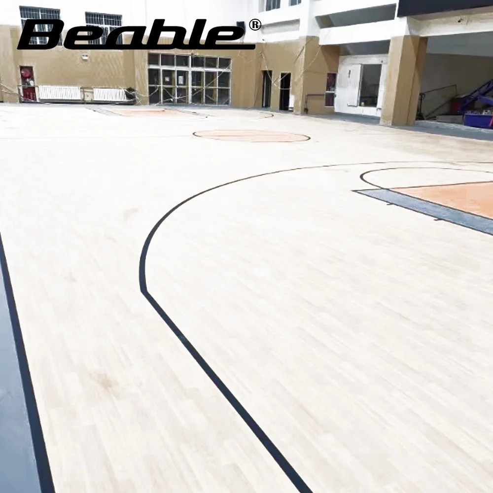 Beable Konfigurowalna drewniana podłoga do koszykówki z PVC Podłoga winylowa z rolkami