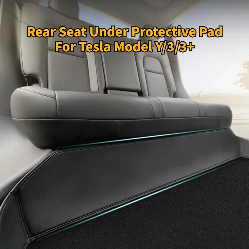 Rear Seat Under Protective Mat for Tesla Model Y/3/3+ Highland 2024 Leather Anti-kick Pads Interior Modification Accessories