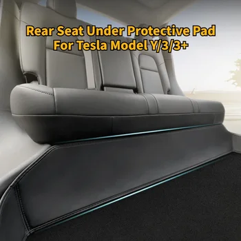Rücksitz unter Schutzmatte für Tesla Model Y/3/3+ Highland 2024, Leder-Anti-Kick-Pads, Innenmodifikationszubehör