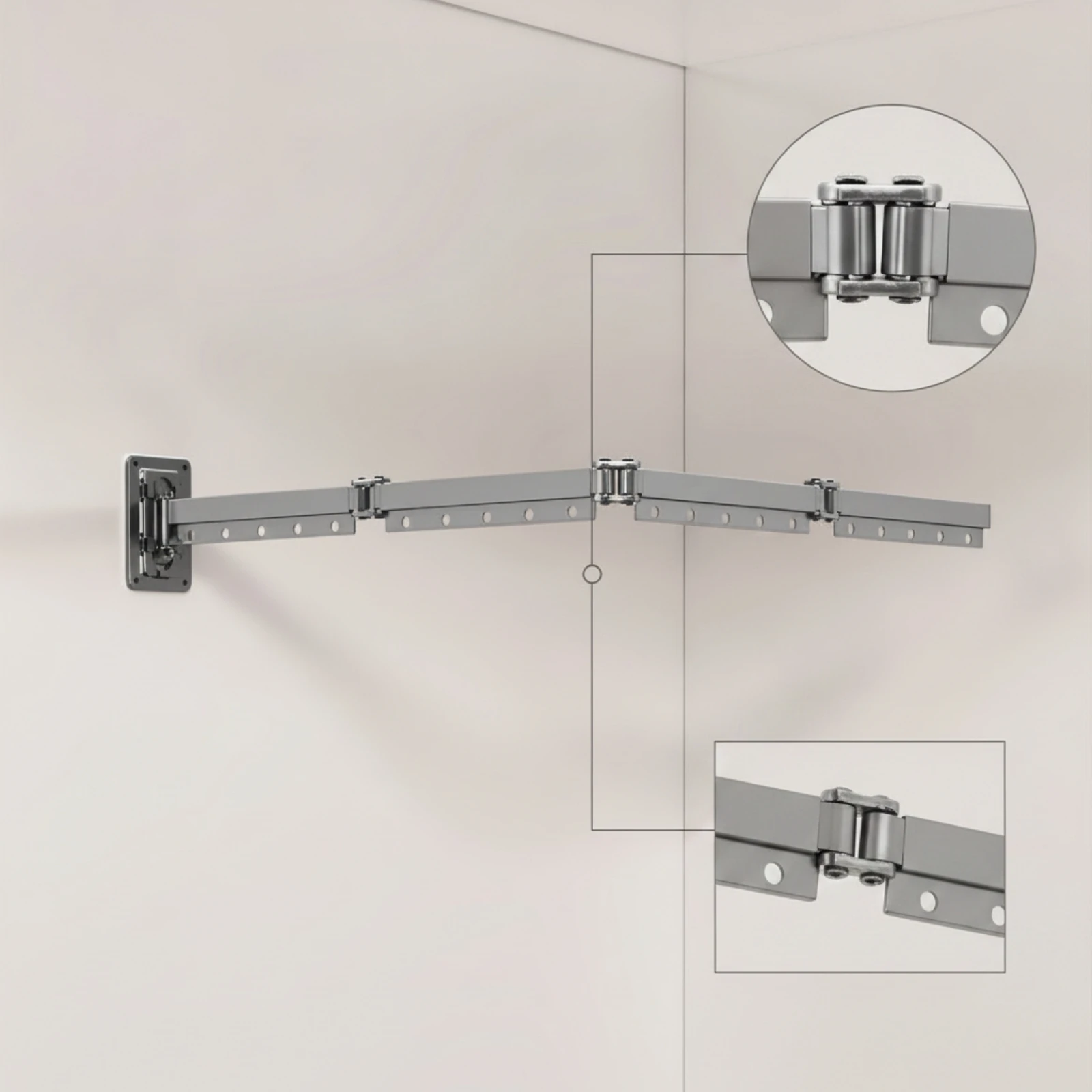 Wall Hanger with Folding Arm Fold-Away Wall-Mounted Clothes Rack Garment Rack Collapsible Rust Resistant for Laundry Room