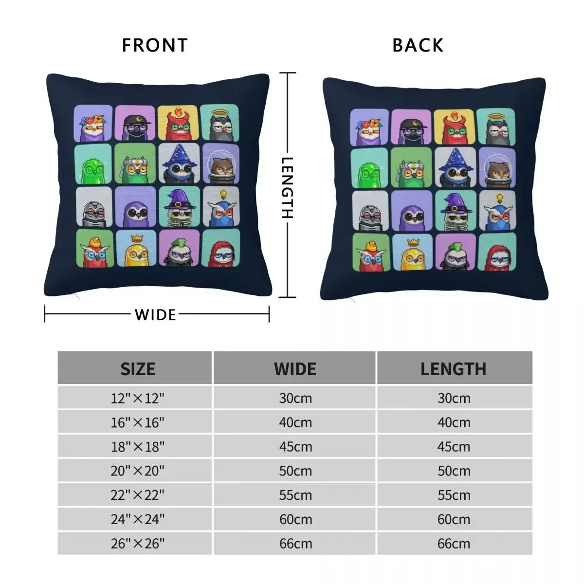 Moonbirds Nft Pixel Owls Square Pillowcase Pillow Cover Polyester Cushion Decor Comfort Throw Pillow for Home Sofa