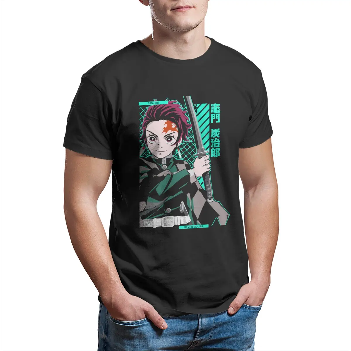 

Tanjiro Kamado Demon Slayer printed t-shirt Pure Cotton Unique anime T-shirts for men Plus size Mens graphic tshirts