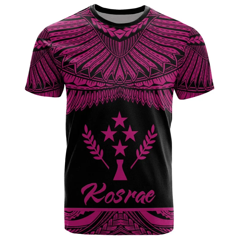 Hawaiian Kosrae 3D Printed T Shirt Men Summer Round Neck Short Sleeves Casual Tops Oversized Tees Streetwear Polynesian T-shirt