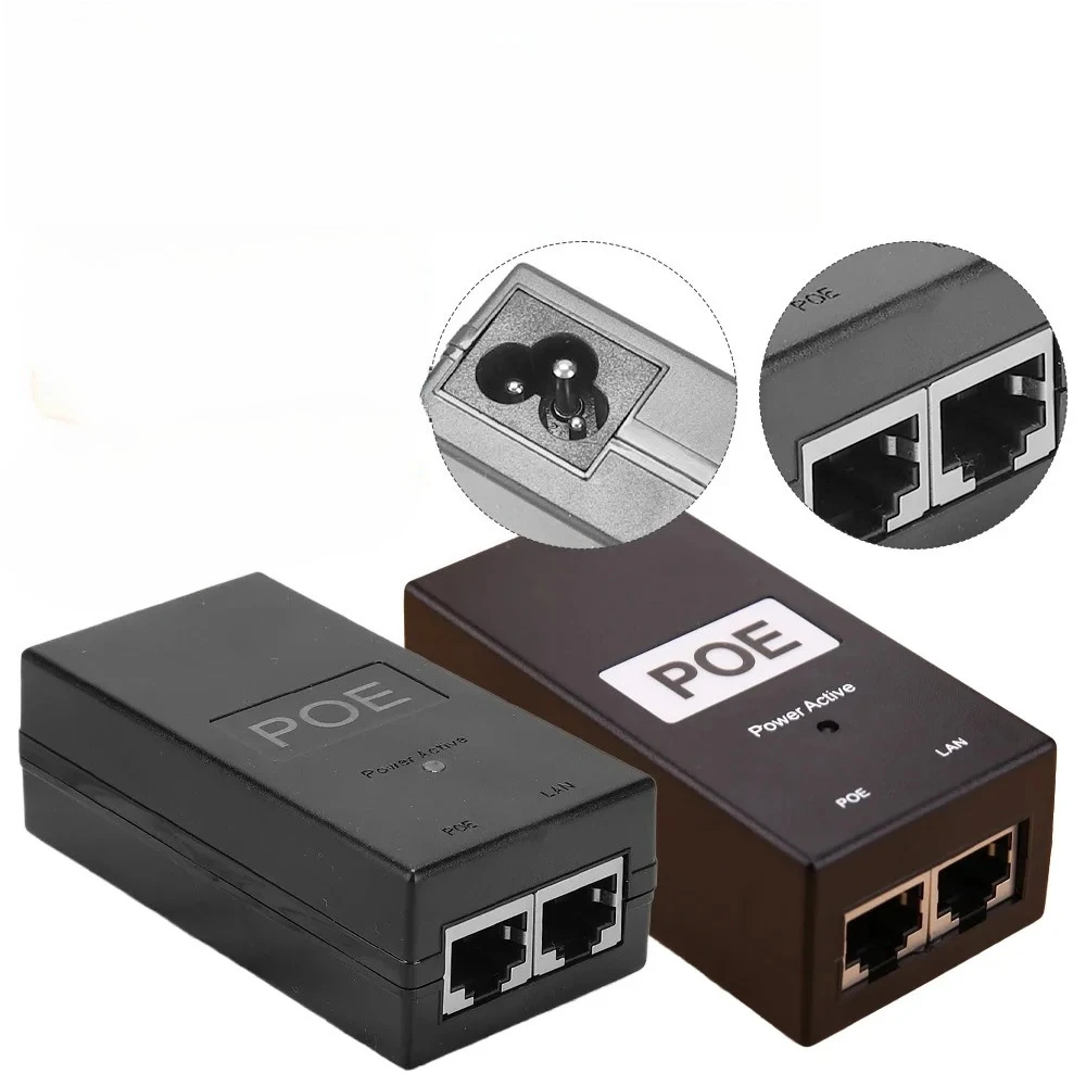 

2 шт. 24В 48В настольные PoE-инжекторы/адаптеры Ethernet для питания IP-камер видеонаблюдения с защитой от перенапряжения