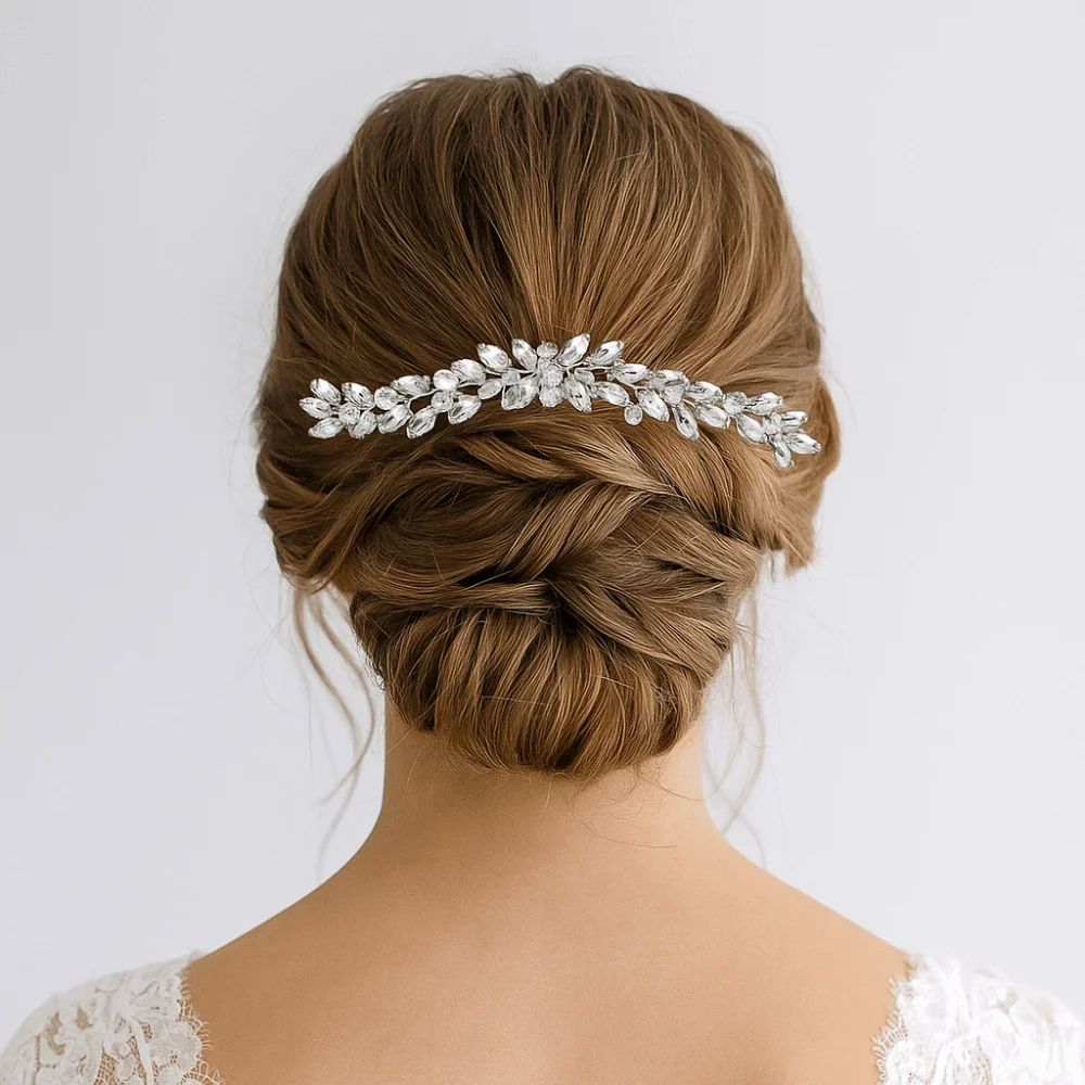 Retro Silver Toothed Insert Comb Gold Geometric Rhinestone Hairpin Tiaras Hairstyle Tools Hair Clip Party