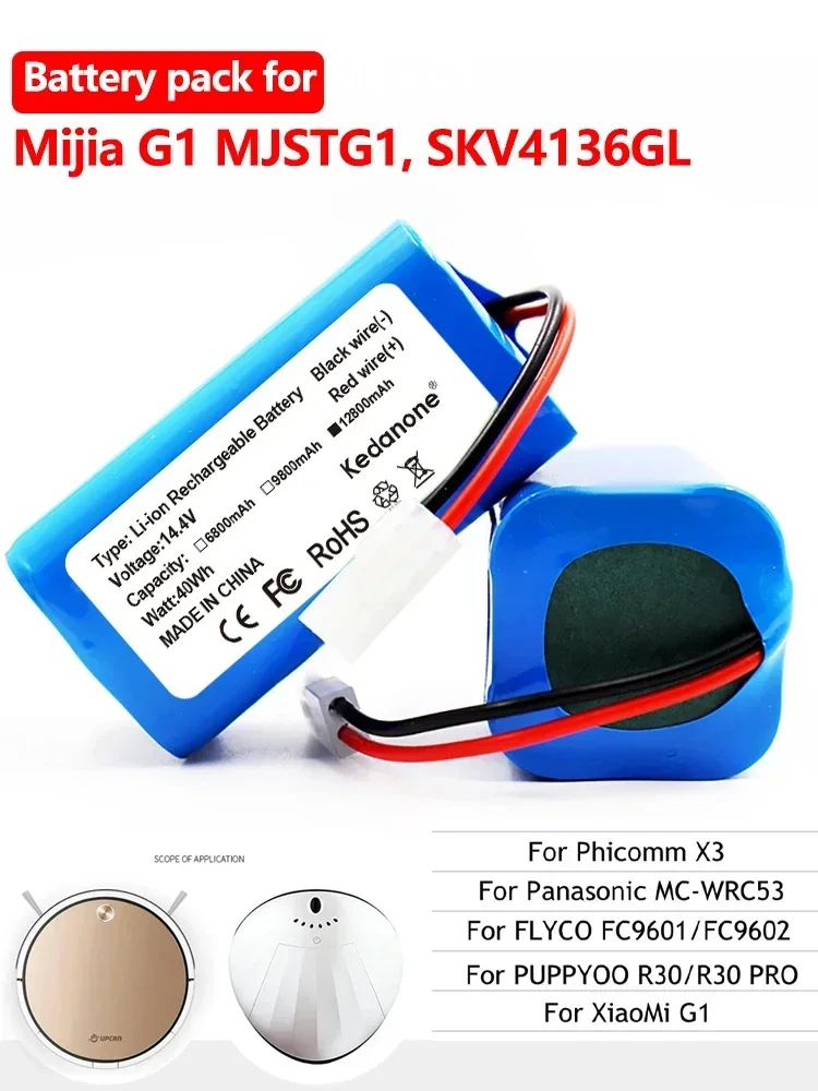 

New 6800mAh14.8V Li-ion Battery for Xiaomi G1 MI Robot Vacuum-Mop Essential MJSTG1 Robot Vacuum Cleaner 18650 Battery Pack