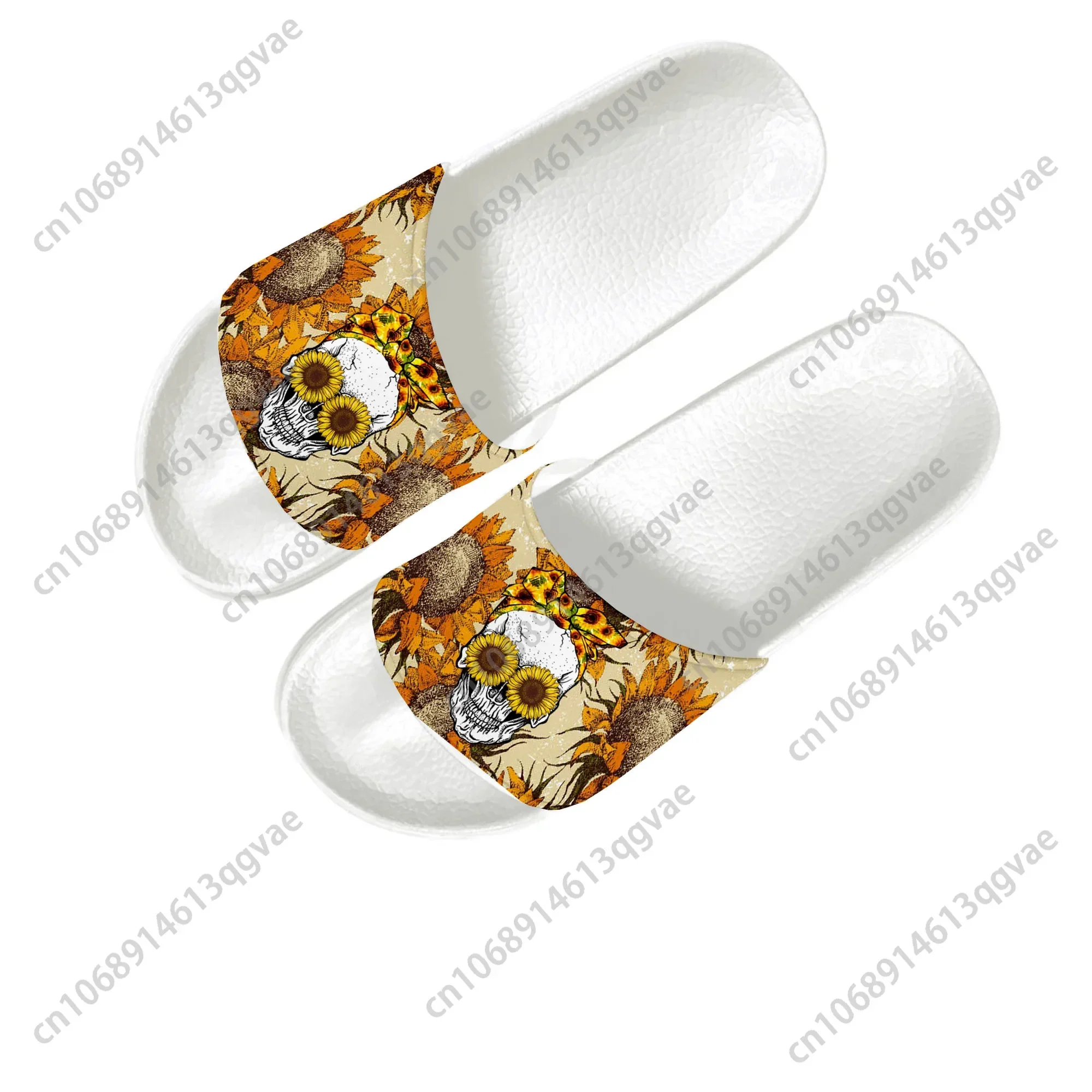 Sunflower Skull Slippers Home Water Shoes Men Women Teenagers Children Bathroom Beach Pool Sandals Custom Made Summer Slipper