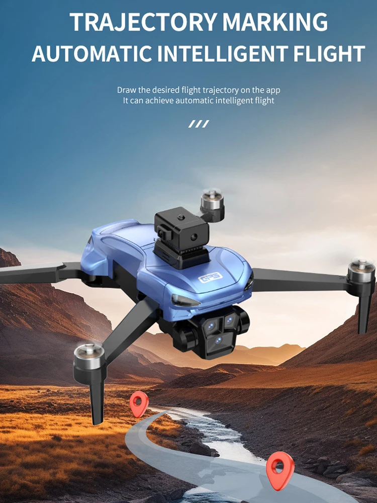 Quadcopter com motor sem escova de longo alcance controlado por tela, posicionamento GPS, retorno com um clique, brinquedo de avião de controle remoto com câmera dupla