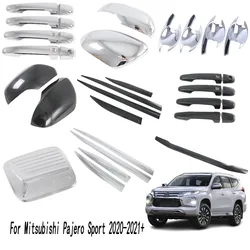 For Mitsubishi Pajero Sport 2020 2021 2022 2023+ABS Side Door Body Handle Bowl Trim Rearview Mirror Cover Rear Strip Tank Panel