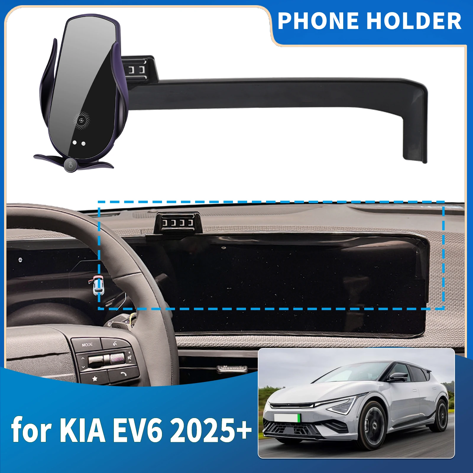 

fit for KIA EV6 2025 2026 2027 GPS Navigation Integrated Screen Mount Phone Holder Mount Car accessoires