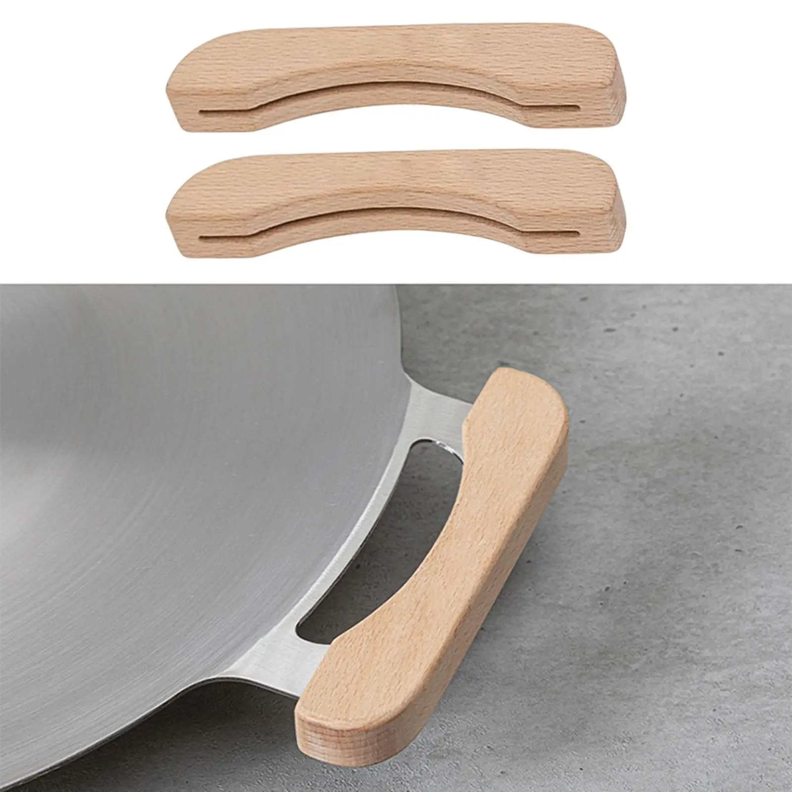 Wooden Barbecue Pan Handle, Anti Scalding Grip, Heat Resistant for Cookware Sauce Pan Grilling Pan