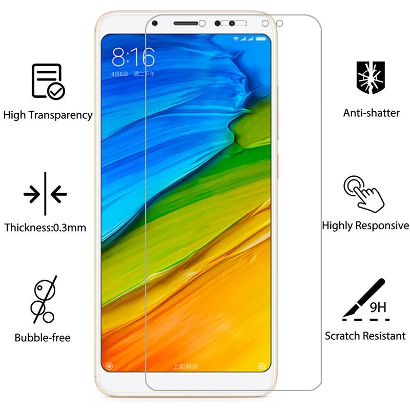 واقي شاشة من الزجاج المقسى لهاتف شاومي ريدمي نوت 5 على نوت 5 وليس 5 فيلم شاومي شيامي شاومي ريمي كوكومي