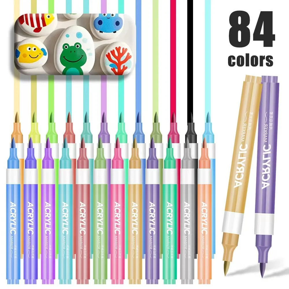 

Acrylic Marker with Soft Tip for Student Artist Doodling Anime Drawing Colouring Art Painting Watercolor Pens Art Supplies