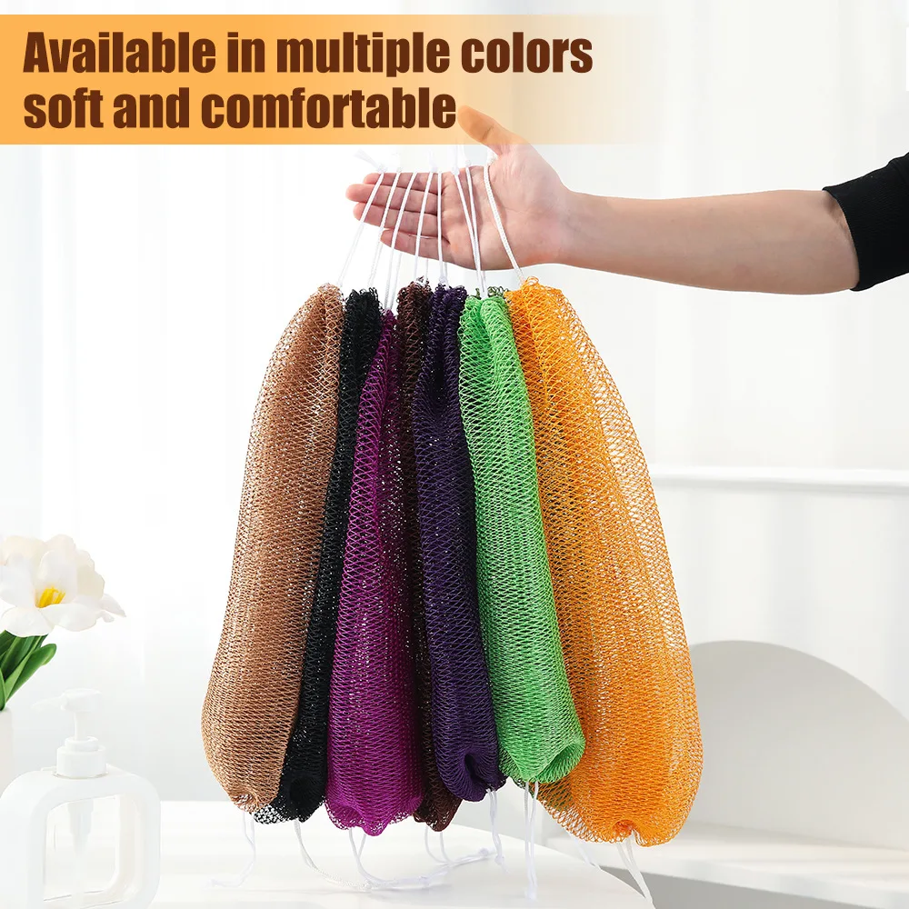 African Net Mesh Bath Exfoliating Body Scrubber Sponge Long Back Shower Loofah Quick Dry Stretch Washcloth Skin Care Tool view 3