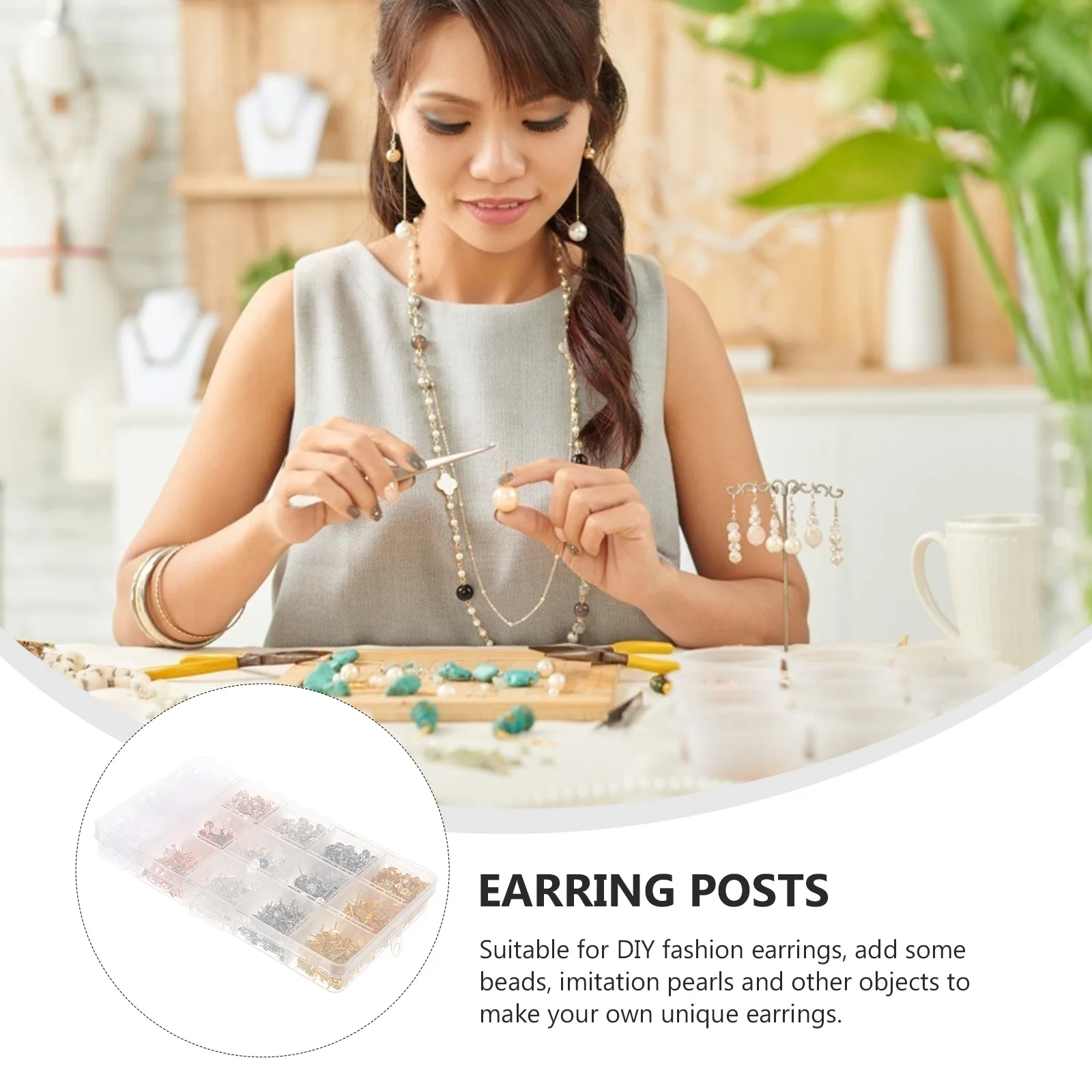 

Making Kit Diy Jewelry Accessories Post Studs Alloy Round Earrings Supplies Ear Decor Creative Earring Materials Charms Plastic