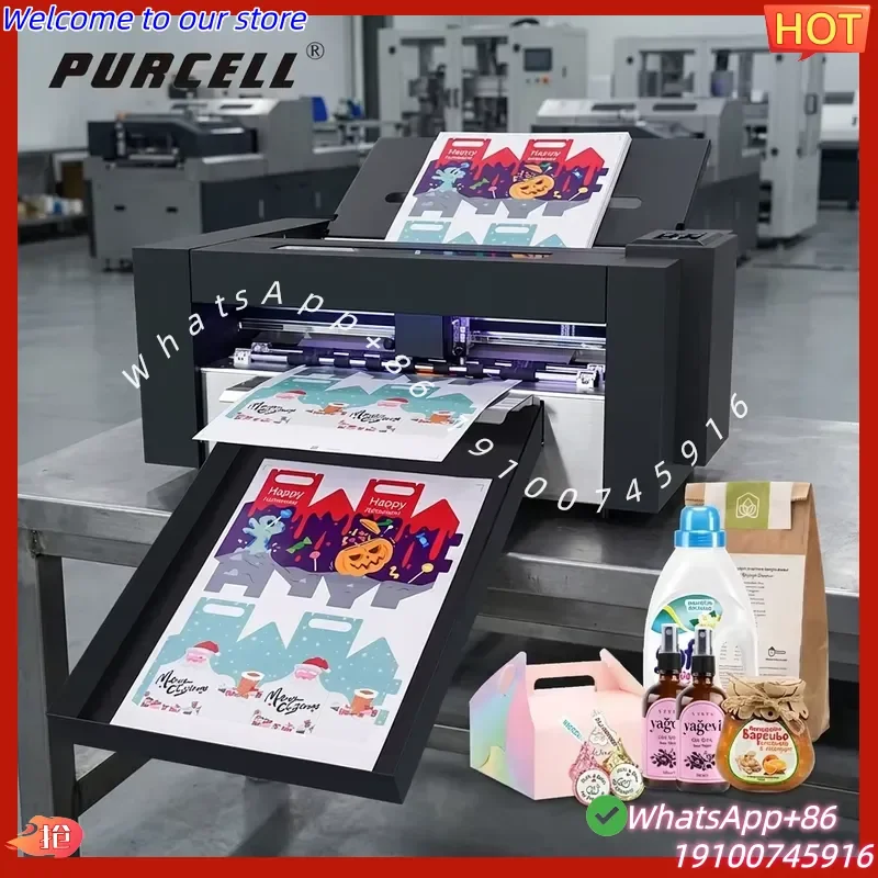 CE Certificate Purcell ZD350 Plus Servo Motor dual heads A3+ Auto-Feeding Label Cutting Machine die cut sticker cutting and