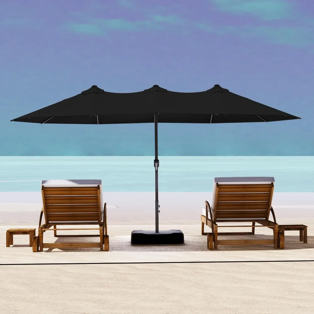 

15-foot Large Double-sided Pool Umbrella with Base, Outdoor Patio Umbrella with Crank Handle, Customizable