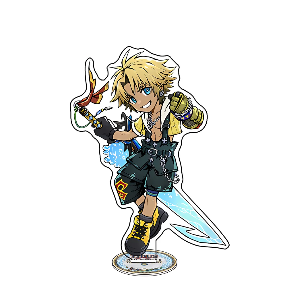 Game Final Fantasy X Tidus 15cm Acrylic Stand Keychain Tabletop Ornament Room Decor Chibi Figure FF10 Collectors Toy Gift
