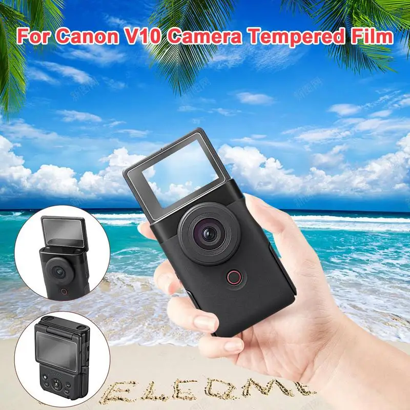 Hard Tempered Glass Protector Full Cover 2pcs Full-Screen Tempered Glass Vlog V10 Camera LCD Display Screen Protective HD Film
