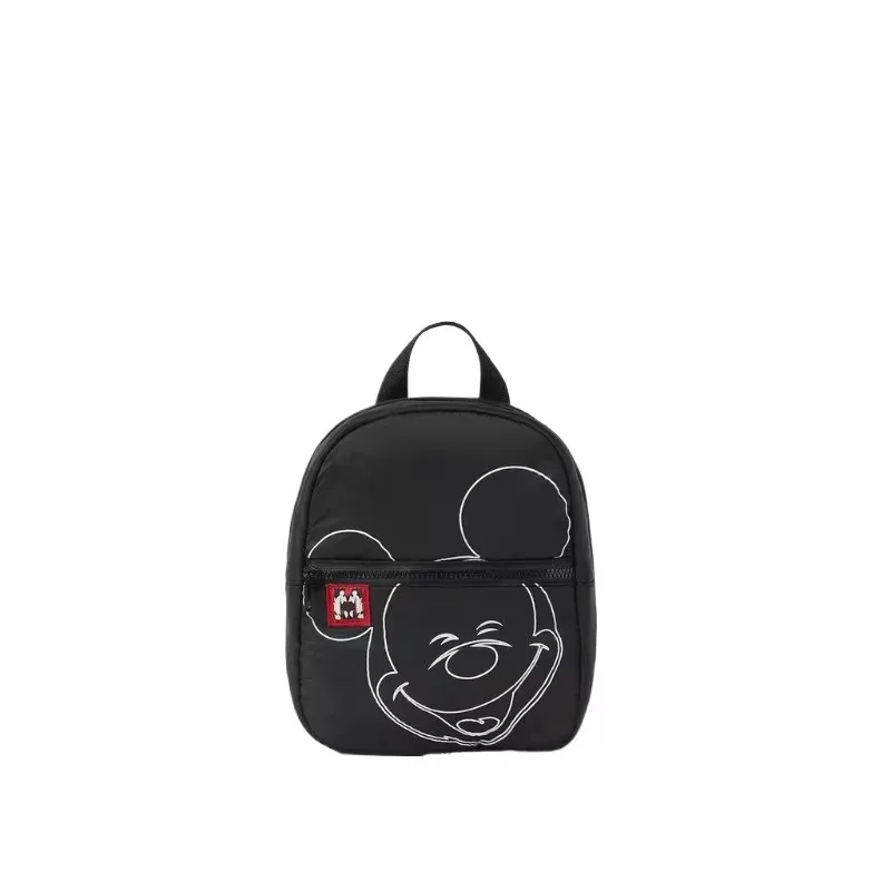 Disney New Cute School Bag dla chłopców i dziewcząt Czarny nadruk Mickey Lekki plecak dziecięcy Mały plecak do przedszkola