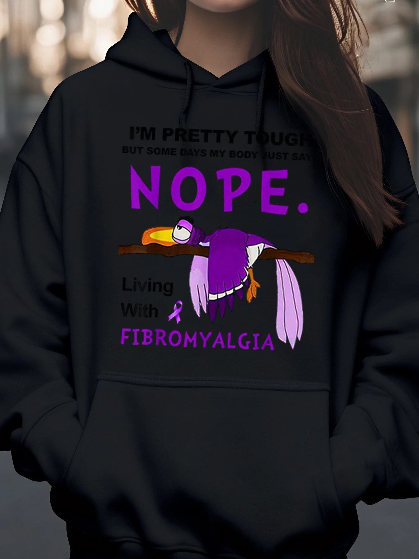 

Фиолетовая толстовка с капюшоном «Ткакан» по осведомленности фибромалгии для женщин, повседневная одежда с защитой от хронической боли