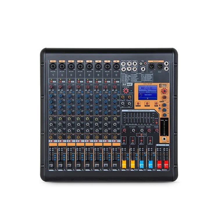 DMR série 8/12/16CH nouveauté 128DSP amplificateur Bluetooth mélangeur Audio avec 350 W/600 W * 2CH/double 9 bandes EQ/48 V fantôme/coupe basse