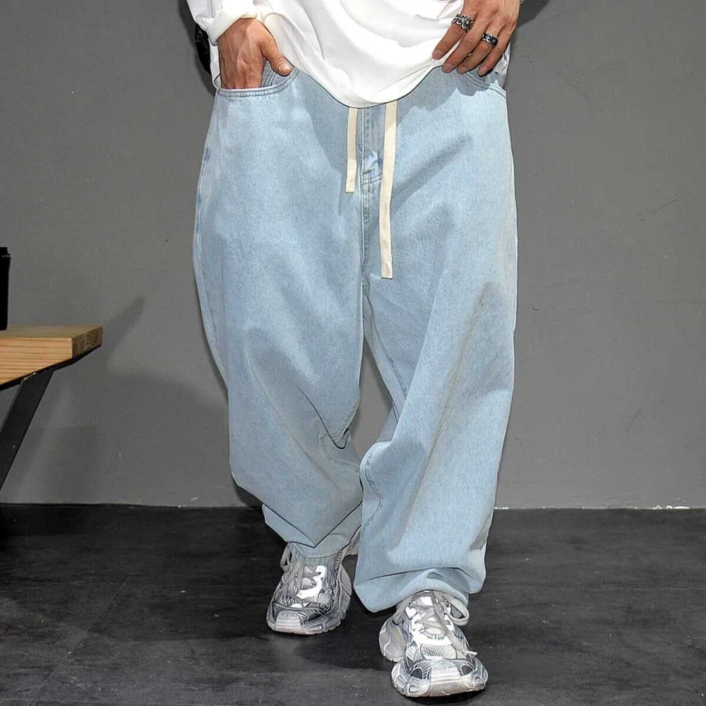 Japanese Streetwear Light Blue Baggy Jeans For Man Pants Harajuku Vintage Denim Trousers Korean Fashion Hip Hop Harem Pants Male